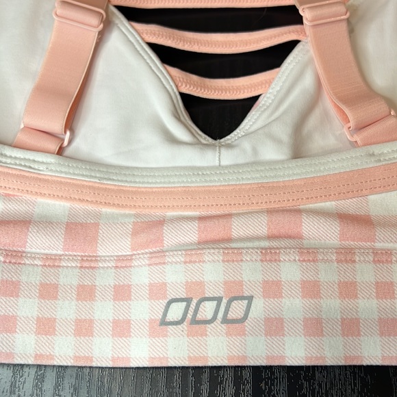 LORNA JANE PINK & WHITE CHECKERED STRAPS SPORT BRA SIZE S - Picture 4 of 4